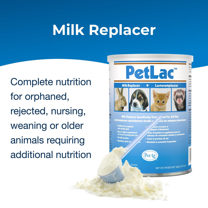 Pet-Ag PetLac Pet Powder - 10.5 oz - Milk Replacement Powder for All Pets - Easy to Digest