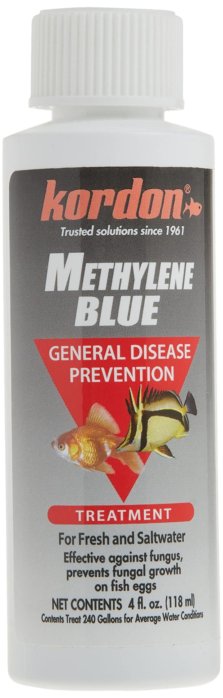 Methylene Blue Disease Preventative – Safe for Freshwater & Saltwater Aquariums, Prevents Fungal Infections & Treats Parasites, Reduces Fish Stress, 4-Ounces