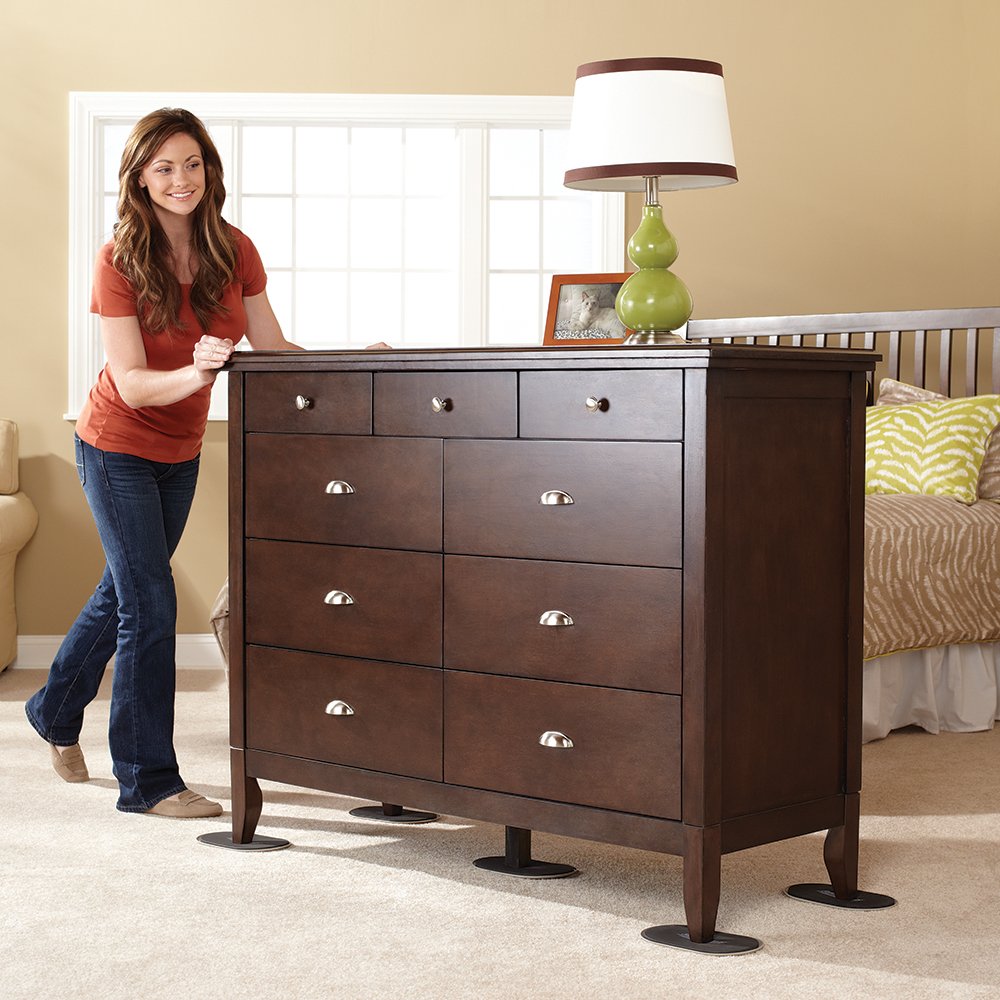 2-1/2 x 9 Reusable Furniture Sliders to Move Heavy Items Quickly and Easily (Plastic Carpet Slider, 4 Pack)