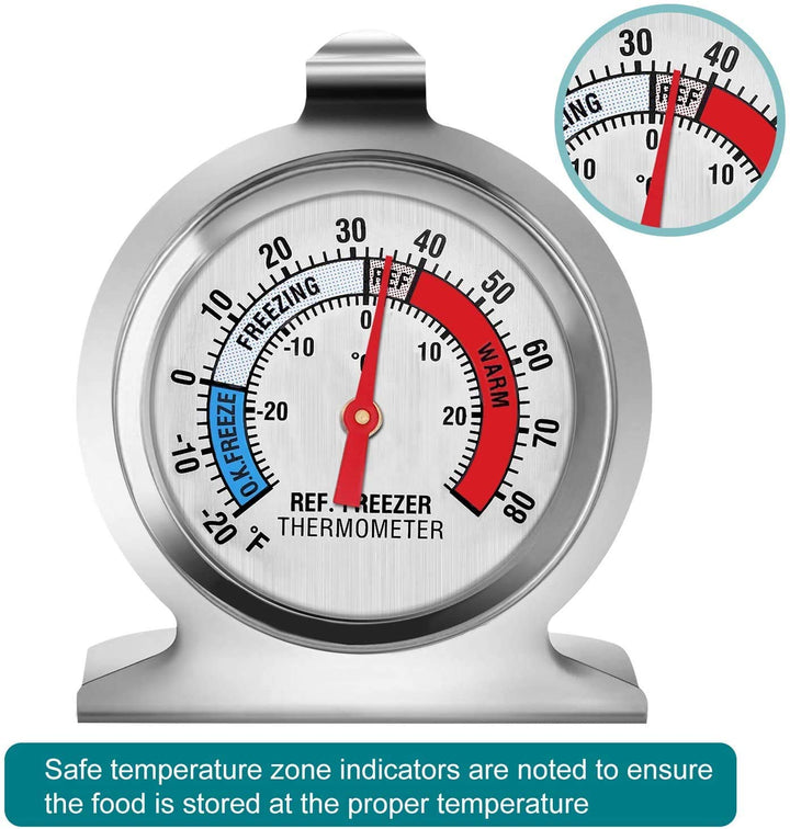 WellBridal Refrigerator Thermometers Classic Series Large Dial Thermometer (2 Pack,Freezer/Refrigerator)
