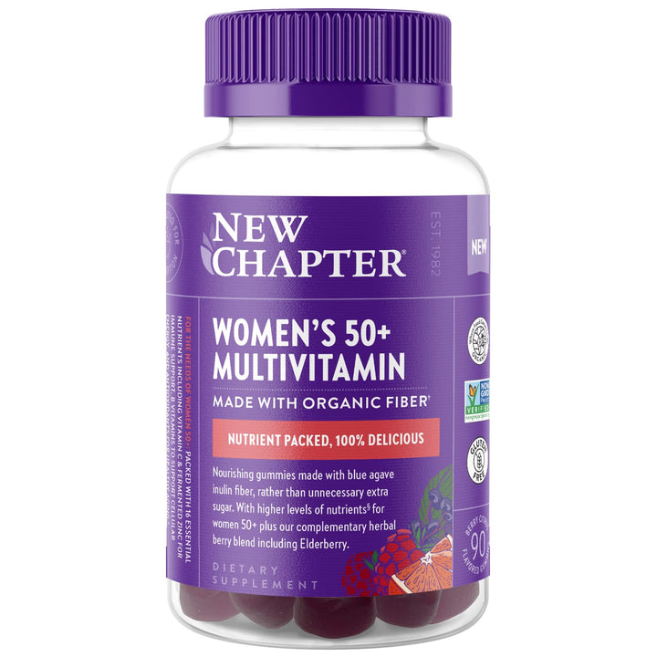 Women’s 50+ Multivitamin Gummies – 66% Less Sugar, Women’s Healthy Aging Gummy Vitamins with Vitamin C, B Vitamins & Zinc, Non-GMO, Gluten Free, Berry Citrus Flavored, 90 ct