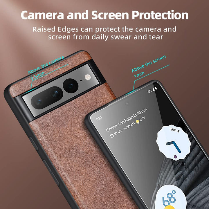 for Google Pixel 7 Pro Case 5G, Premium PU Leather Elegant Soft TPU Bumper Shockproof Protective Cases Phone Cover for Google Pixel 7 Pro 2022(Brown)