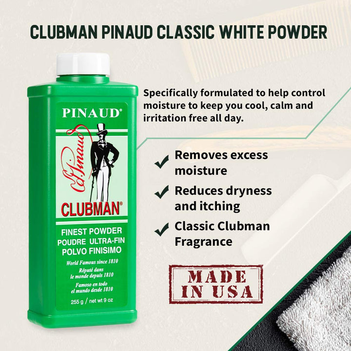 Pinaud Finest Powder, Classic White Powder for Men, Protection Against Sweat and Body Odor, 9 oz x 3 Packs