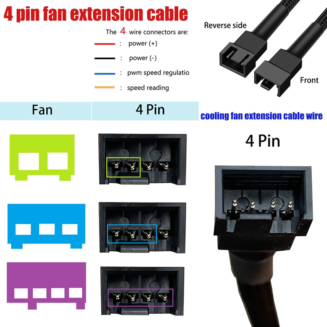 18 pwm Fan Extension Cable,4 pin Fan Extension Cable,Cable Extension pc,PC Fan Extension Cable, PWM Fan Extension Cable, PWM Extension Cable (18(46cm) 5pcs)