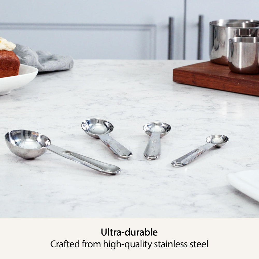 59918 Stainless Steel Measuring Spoons Cookware Set, 4-Piece, Silver
