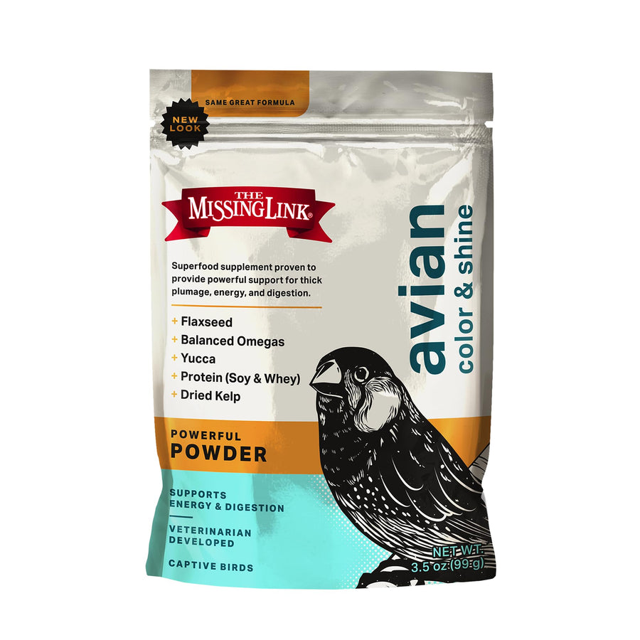 Avian Color & Shine Superfood Supplement Powder for Captive Birds - Flaxseed, Yucca, Kelp, Phytonutrients & Protein - Supports Energy, Plumage, Digestive & Immune Health - 3.5oz