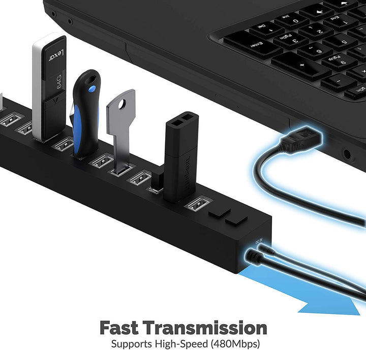 13 Port High Speed USB 2.0 Hub with Power Adapter and 2 Control Switches (HB-U14P)