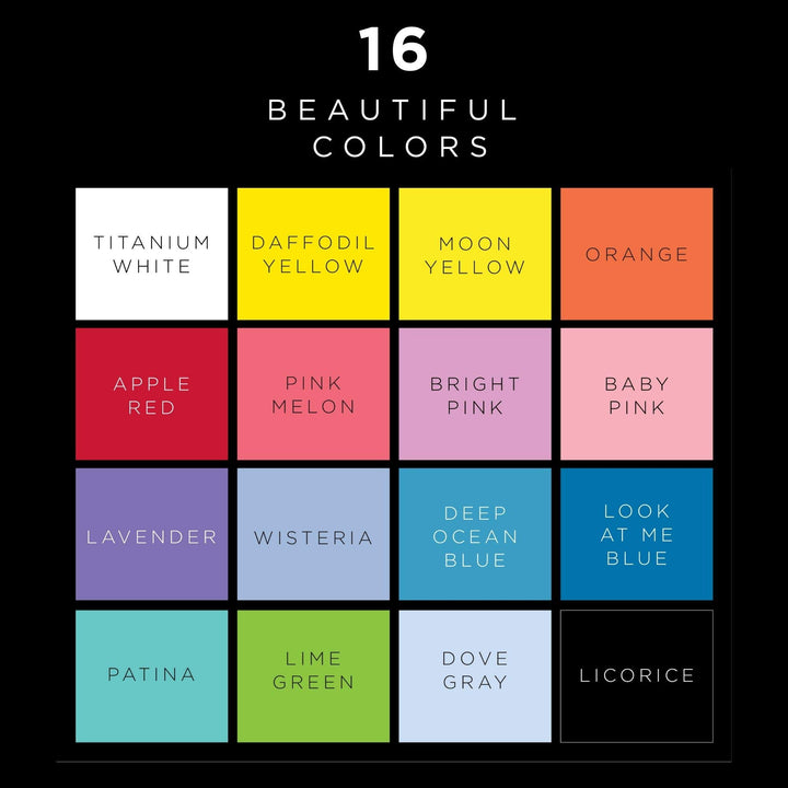 16 Piece Multi Surface Acrylic Craft Paint Set Formulated to be Non-Toxic that is Perfect for Beginners and Artists, Bright Colors Count, 2 Fl Oz (Pack of 16)
