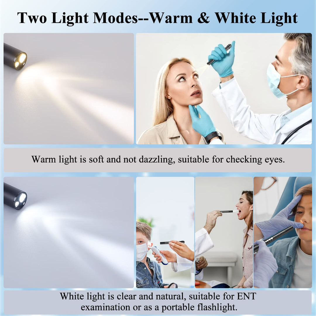 Rechargeable Pen Light with Pupil Gauge LED Penlights for Nurses Doctors, Warm/White Light, USB Rechargeable Medical Penlight Gifts for Nurses Nursing Student (Black)