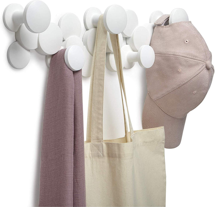 Bubble Multi Modern, Decorative, Space-Saving Coat Hanger 5 Hooks for Hanging Accessories, Etc. -Won’t Snag Clothes, White