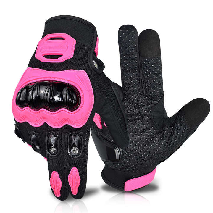 Motorcycle Gloves for Women Touch Screen Summer Motorbike Dirt Bike Full Finger Gloves Road Racing, Cycling, Climbing Motocross (Pink, Medium)