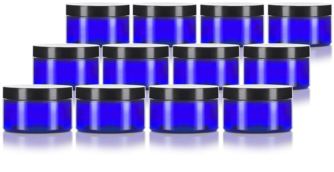Cobalt Blue 4 oz PET (BPA Free) Plastic Jar (12 pack)