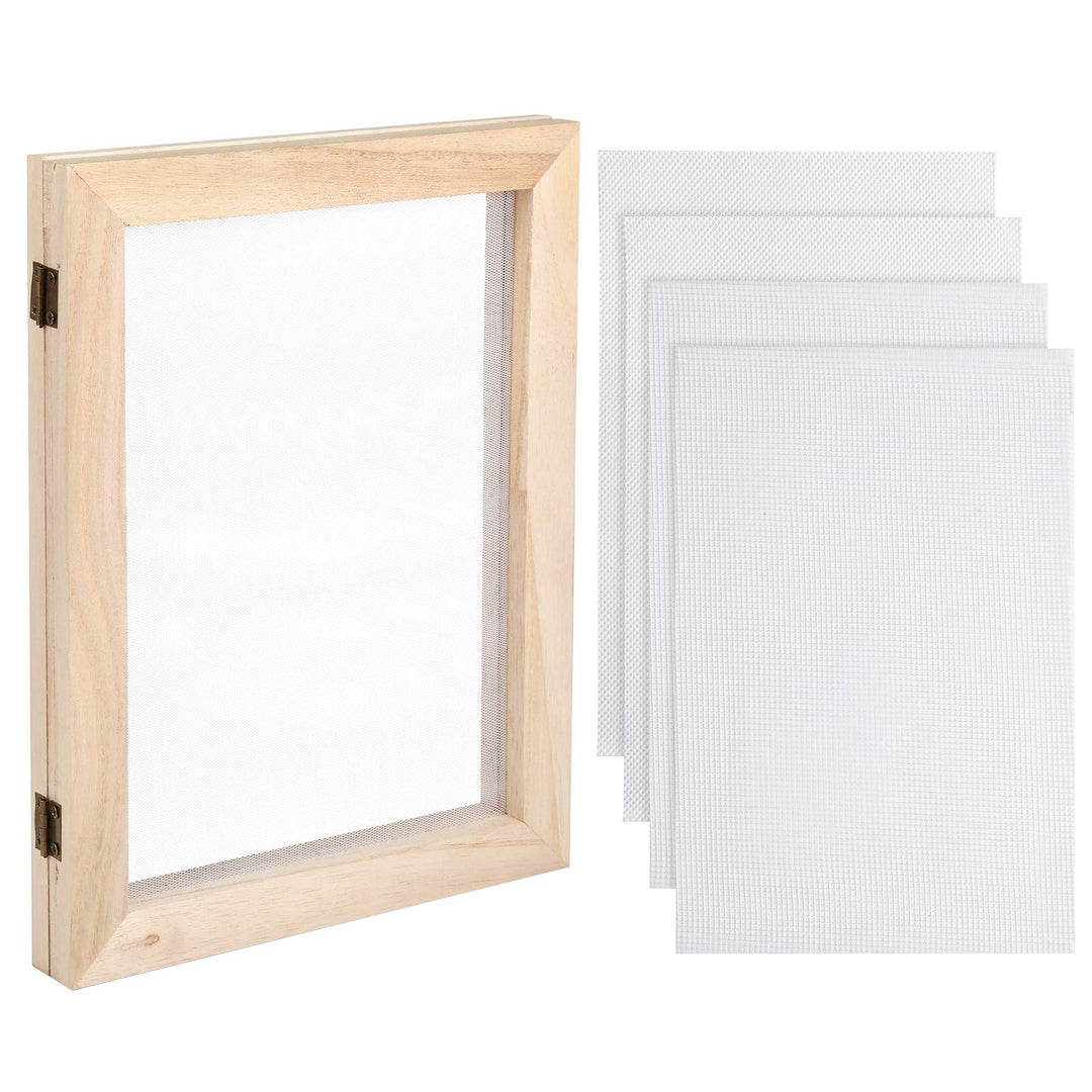 Paper Making Screen Kit, 7.5 x 9.8 Inch Size Wooden Paper Making Mould Frame, Papermaking Kit for DIY Paper Making Craft