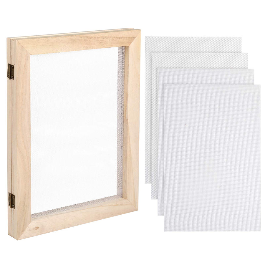 Paper Making Screen Kit, 7.5 x 9.8 Inch Size Wooden Paper Making Mould Frame, Papermaking Kit for DIY Paper Making Craft