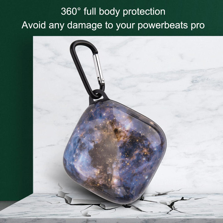 V.R.Hope Case Compatible with Powerbeats Pro Case Cover, Upgraded Anti-Lost & Shockproof Protective Case with Carabiner for Beats Powerbeats Pro (Galaxy Black)