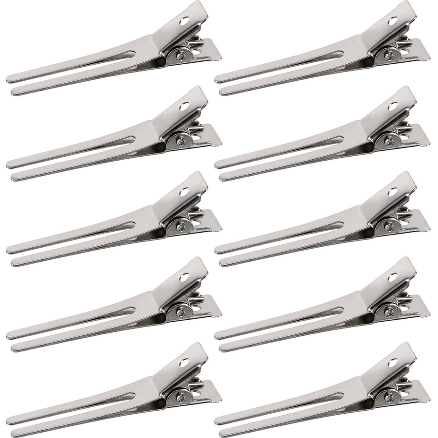 50 Packs 1.8 Inches Hairdressing Double Prong Pin Curl Setting Section Hair Clips Metal Alligator Clips Silver Hairpins for Hair Extensions