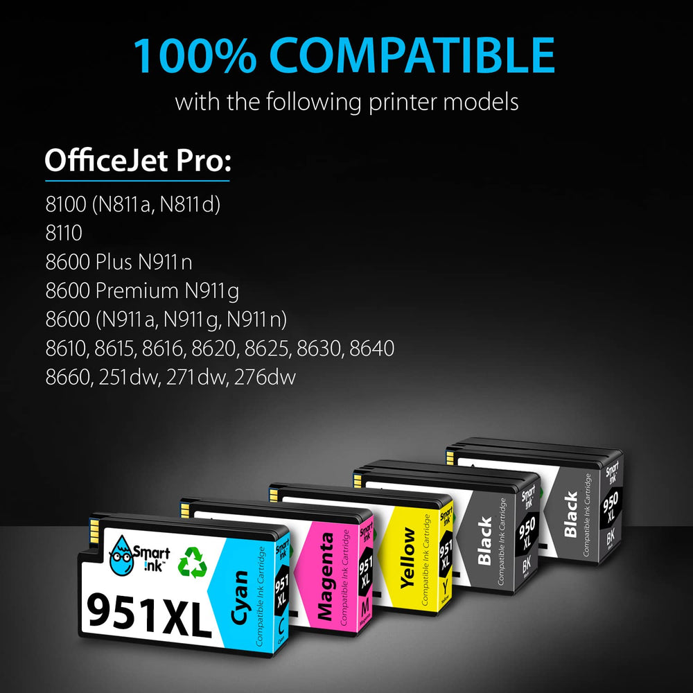 Compatible Ink Cartridge Replacement for HP 950XL 951XL 950 XL 951 XL 5 Pack Combo to use with Officejet Pro 8600 plus 8610 8620 8100 8625 8630 Printers (2 Black & 1 Cyan 1 Magenta 1 Yellow)