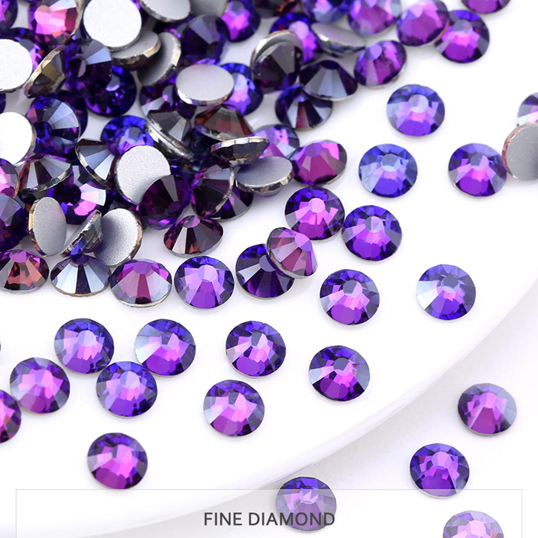 288 Pieces SS30 Flatback Rhinestones, 6.5MM Flatback Crystal Rhinestones for Craft Nails Dance Costumes, Non Hotfix Rhinestones (Purple Velvet)