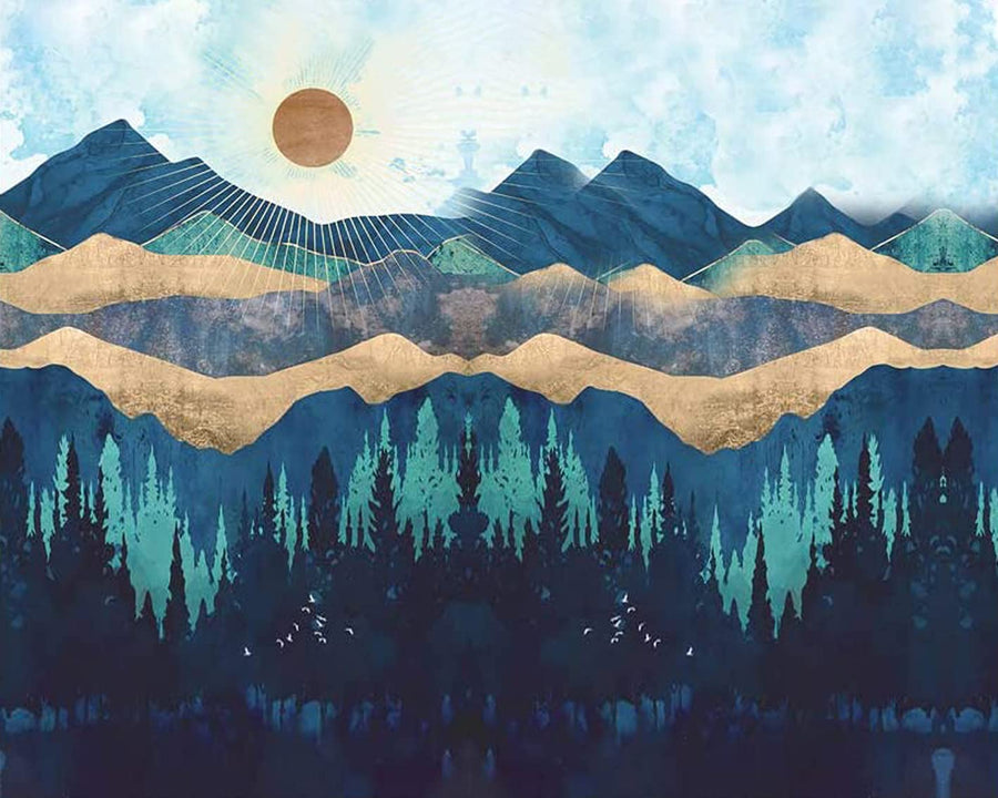 Paint by Numbers for Adults Beginner, Sunset Landscape Adult Paint by Number Kits On Canvas, Mountain and Forest DIY Paint by Numbers Kits with 3 Brushes & Bright Colors,16 x 20 inch(Frameless)