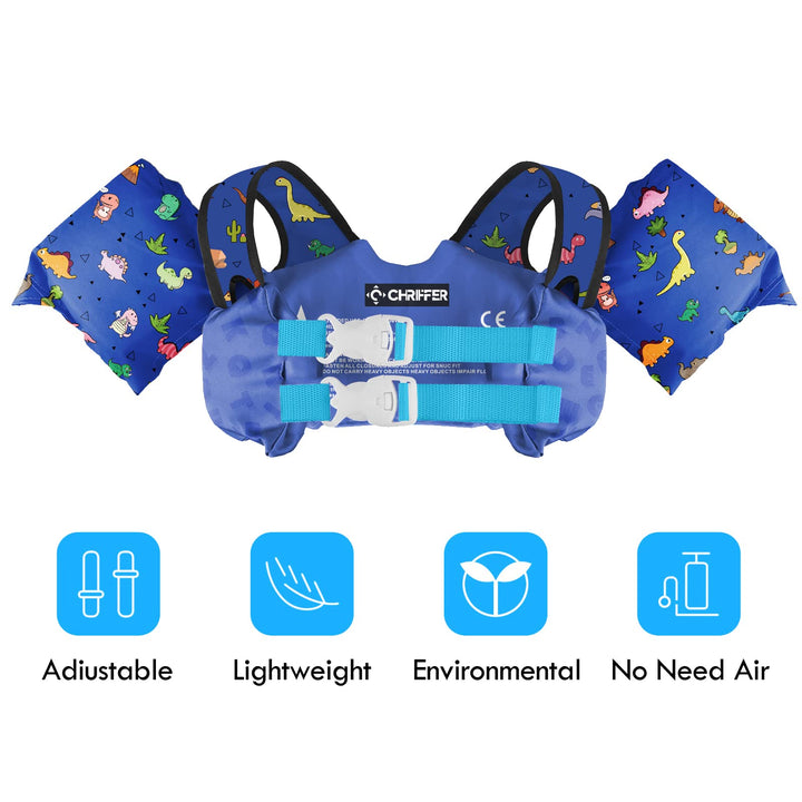 Kids Swim Vest Life Jacket for 30-55 Pounds Boys and Girls, Toddler Floaties with Shoulder Harness Arm Wings for 2,3,4,5,6,7 Years Old Baby