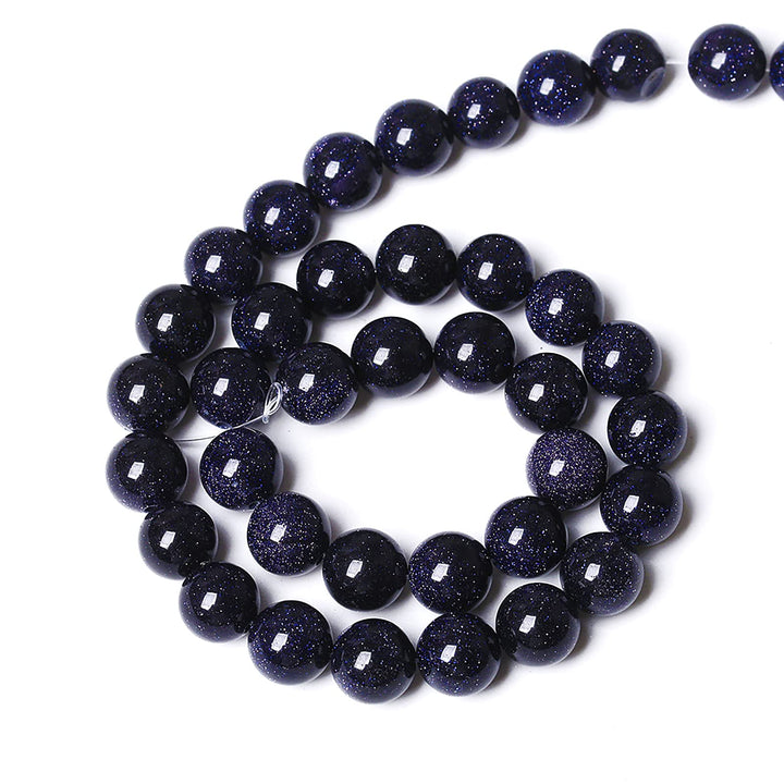 60PCS 6mm Starry Blue Sandstone Gemstone Beads Beads Natural Stone Round Loose Beads for Jewelry Making DIY Bracelet Necklace 15 Inch