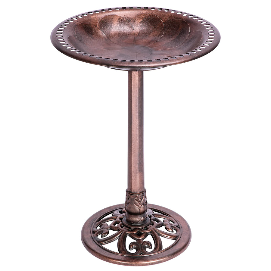 28 Inch Height Polyresin Lightweight Antique Outdoor Garden Bird Bath Bronze