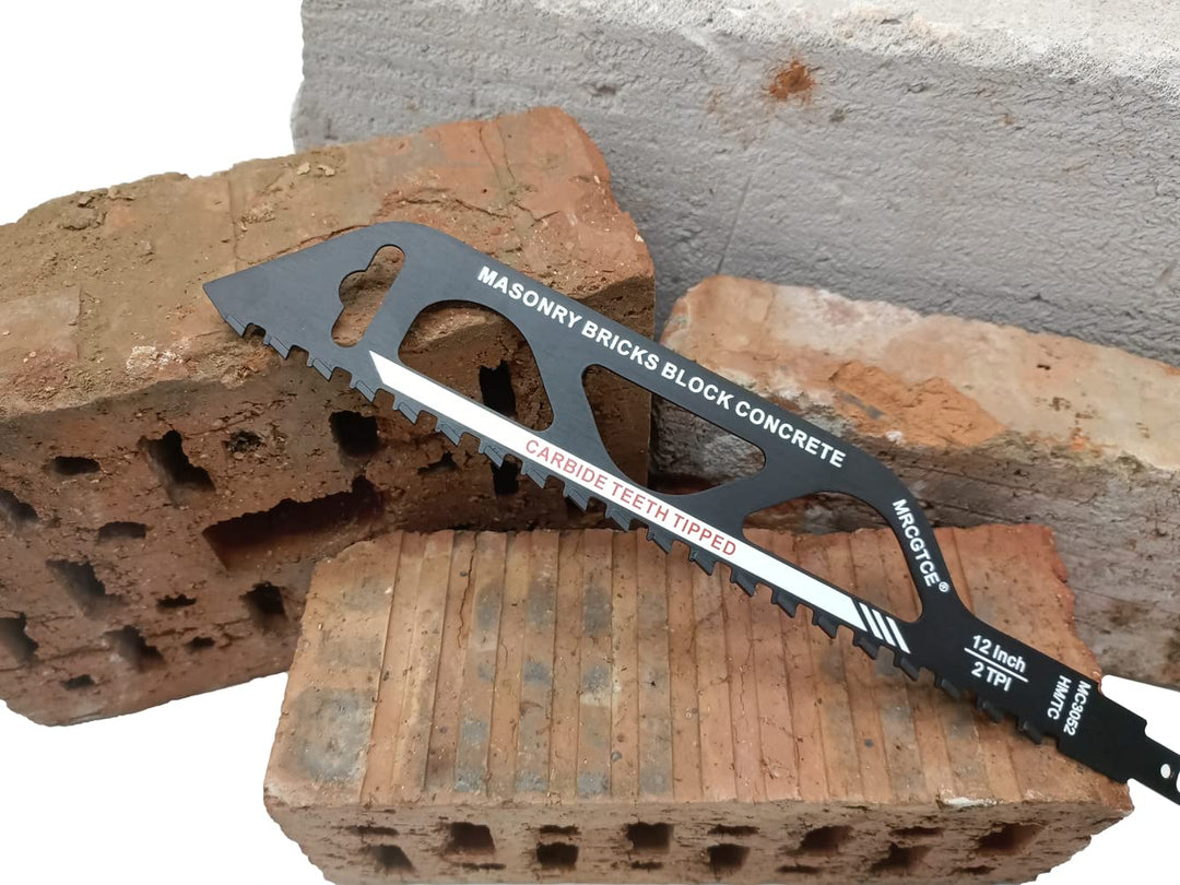 12-Inch Masonry Reciprocating Saw Blade, 2 TPI Tungsten Carbide Teeth Tipped Brick Cutting Recip Saw Blade, Demolition Saw Blade for Cutting Red Brick, Light Brick, Fiber Cement, Aerated Concrete, Porous Concrete, Cinder Block
