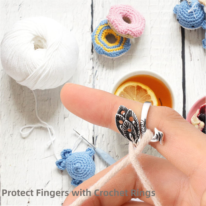 Upgraded 3 PCs Crochet Ring for Finger Yarn Guide, Adjustable Tension Ring for Crocheting, Finger Pain Release and Faster Knitting Make Mom Happy (3 PCS)
