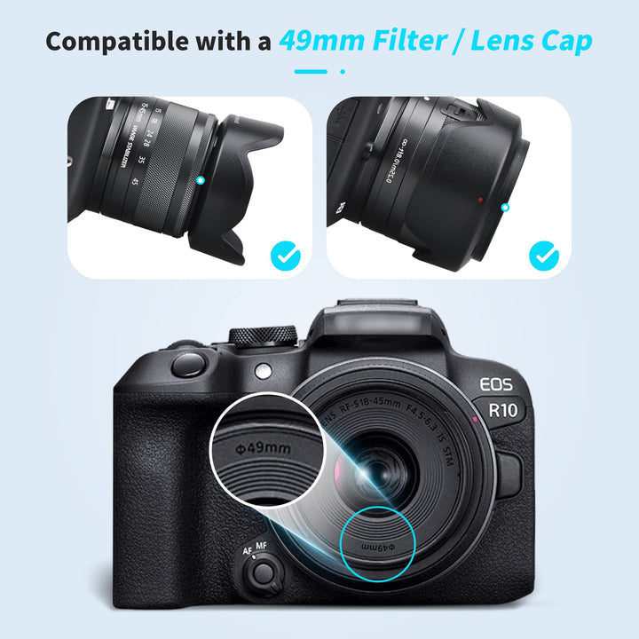 Camera Lens Hood Shade for Canon EF-M 15-45mm f/3.5-6.3 is STM & RF-S 18-45mm f/4.5-6.3 is STM Lens on Canon EOS R100 R50 M50 M50 Mark II M5 M6 M6 Mark II M200 M100 Replaces Canon EW-53 Hood