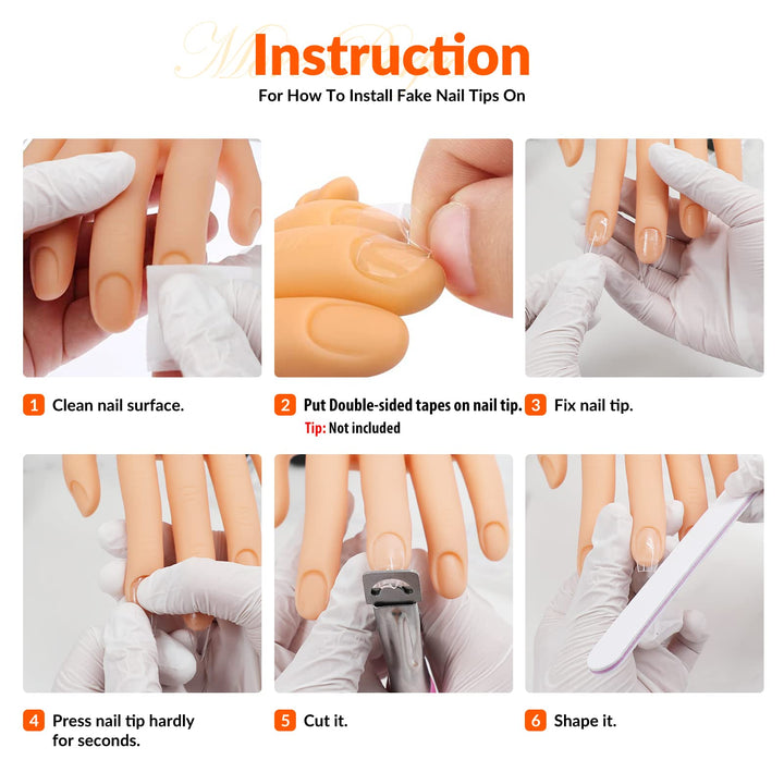 Practice Hand for Acrylic Nails, Flexible Nail Hand Practic Nail Training Fake Hand Nails Practice Mannequin Hands Manicure Hand Practice with Nails 1Pcs