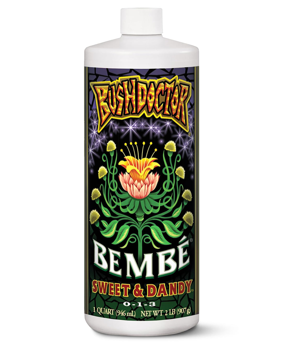 Foxfarm Bushdoctor Bembé Concentrate, Fast-Acting Liquid Plant Fertilizer, Enhances Natural Sugars for Sweetness and Flavor - Easy Absorption for Soil, Containers, and Hydroponics- NPK 0-1-3 (Quart)