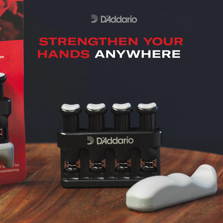 D'Addario Accessories Varigrip Finger Strengthener with Fiddilink - Finger Exerciser & Guitar Trainer with Simulated Strings for Callus Building - Strengthening & Coordination Tool for Guitar Players
