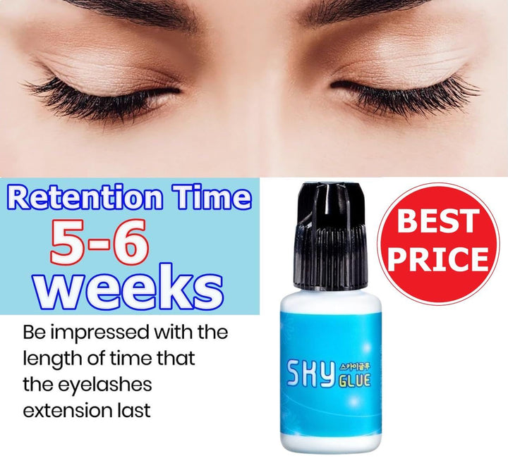 Sky Glue D 2 Bottles Powerful Strong Eyelash Extension 5ml - Professional Black Eyelash Individual Extension Adhesive - 1-2s Fast Drying / 4-6 Weeks Lasting time