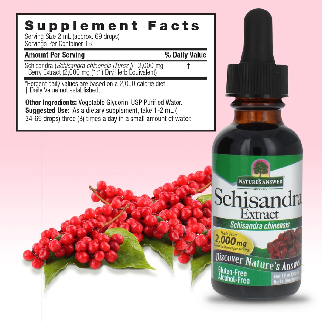 Nature's Answer Schisandra Berry Extract - Alcohol Free, Gluten Free, Stress, Fatigue, Relaxing Support - Made in USA - Adrenal Support Supplements for Everyone