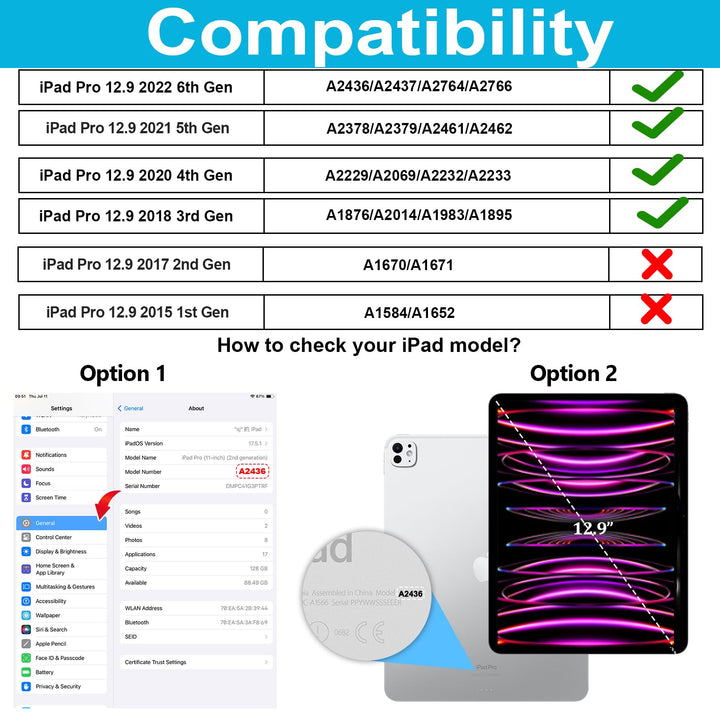 Case for iPad Pro 12.9 2022/2021/ 2020/2018: Military Grade Silicone Cover for iPad 12.9 6th/5th/4th/3rd Generation W/Screen Protector- Stand- Pencil Holder- Handle- Shoulder Strap- Black