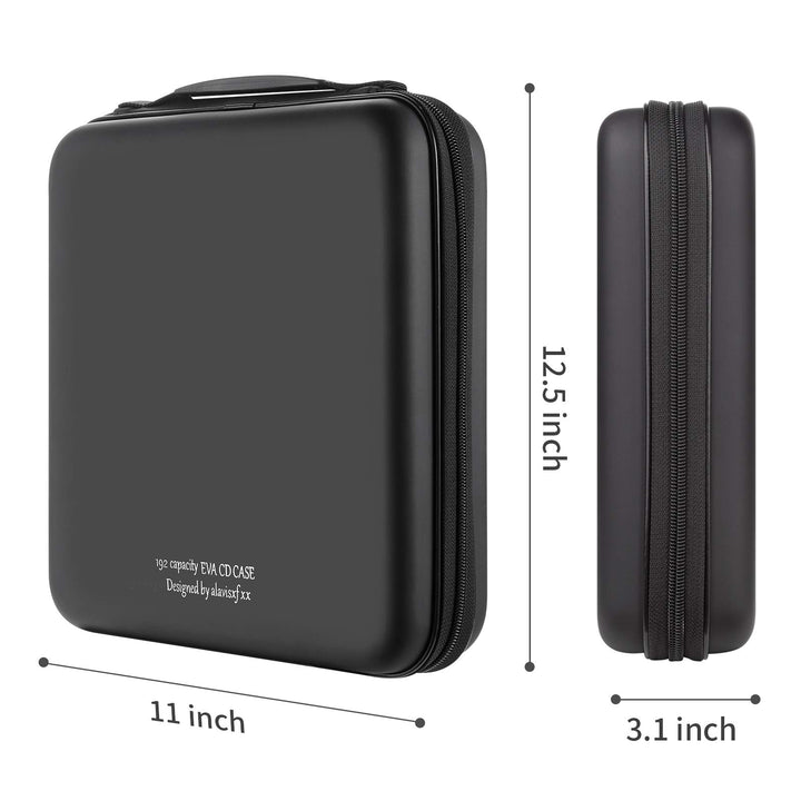CD Case, 192 Capacity EVA Protective Blu-ray DVD Case Portable Zipper CD Case Holder Disc Storage Organizer Wallet Bag for Car Home Travel (192 Capacity, Black192)