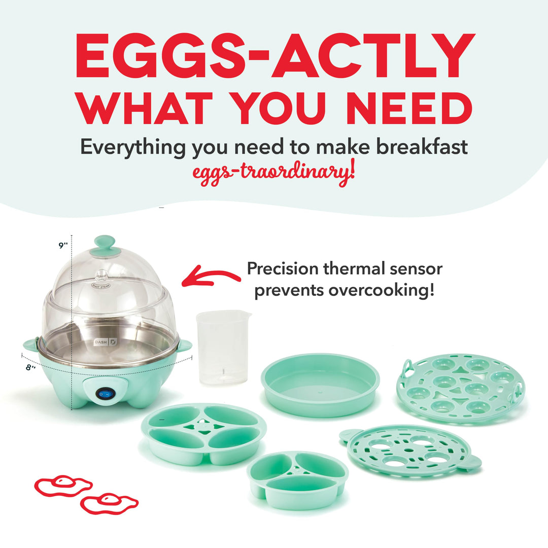 Deluxe Rapid Egg Cooker for Hard Boiled, Poached, Scrambled Eggs, Omelets, Steamed Vegetables, Dumplings & More, 12 capacity, with Auto Shut Off Feature - Aqua