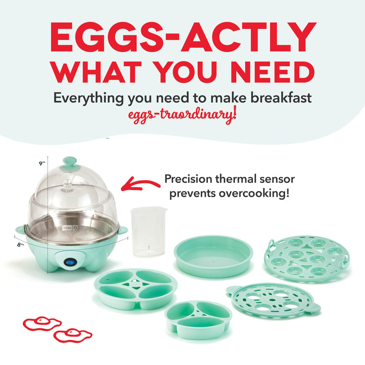 Deluxe Rapid Egg Cooker for Hard Boiled, Poached, Scrambled Eggs, Omelets, Steamed Vegetables, Dumplings & More, 12 capacity, with Auto Shut Off Feature - Aqua