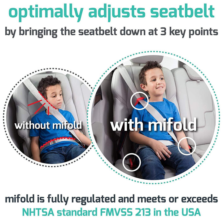New Comfort Grab-and-go Car Booster Seat- 3X Thicker Cushion! Compact and Portable for Every Day and Carpooling, Travel, Taxis etc. Narrow and Lightweight car seat, Charcoal Grey