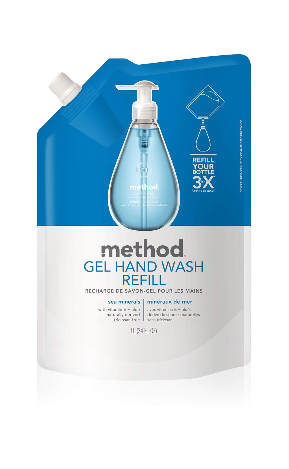 Gel Hand Soap Refill, Sea Minerals, 34 Fl Oz (Pack of 3)