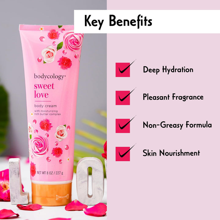 Sweet Love Body Cream | Shea Butter, Cocoa Butter, Jojoba Oil | Paraben & Phthalete Free, Cruelty Free | Hydrates, Moisturises, Improves Skin Textures - 227 g (Pack of 1)