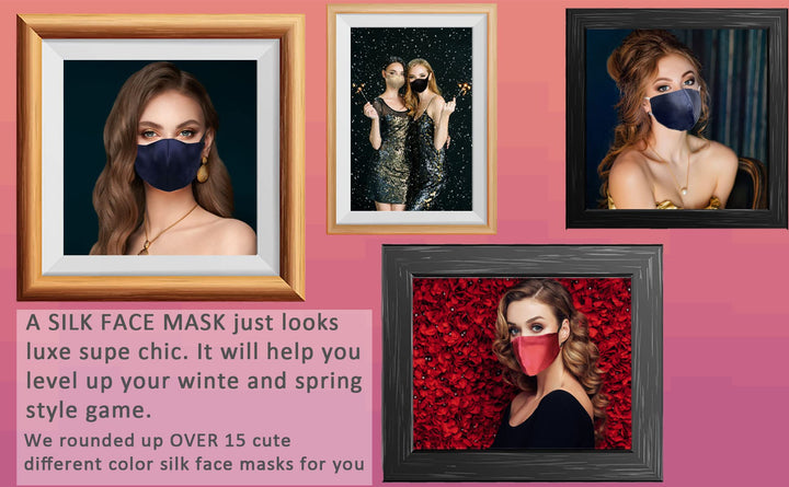 100% Mulberry Silk Face Masks Fashion Mask 19 Momme Silk Mask for Sensitive Women, 2 Black+1 Dusty Rose+1 Pink