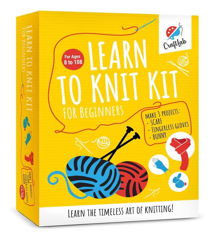 Knitting Kit for Beginners, Kids Adults Seniors Includes All Knitting Supplies: Wool Yarn, Knitting Needles, Yarn Needle and Instructions – Fantastic DIY Gift Learn to Knit Arts & Crafts Kit