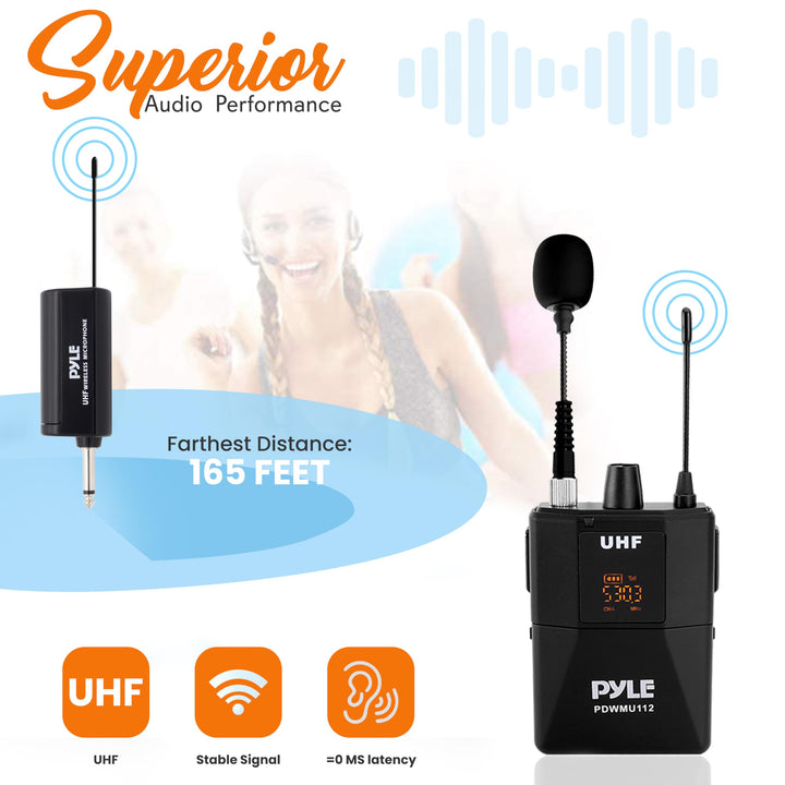 UHF Wireless Microphone System Kit - Portable Professional Cordless Microphone Set with Headset, Lavalier, Beltpack Transmitter, Receiver - Karaoke & Conference