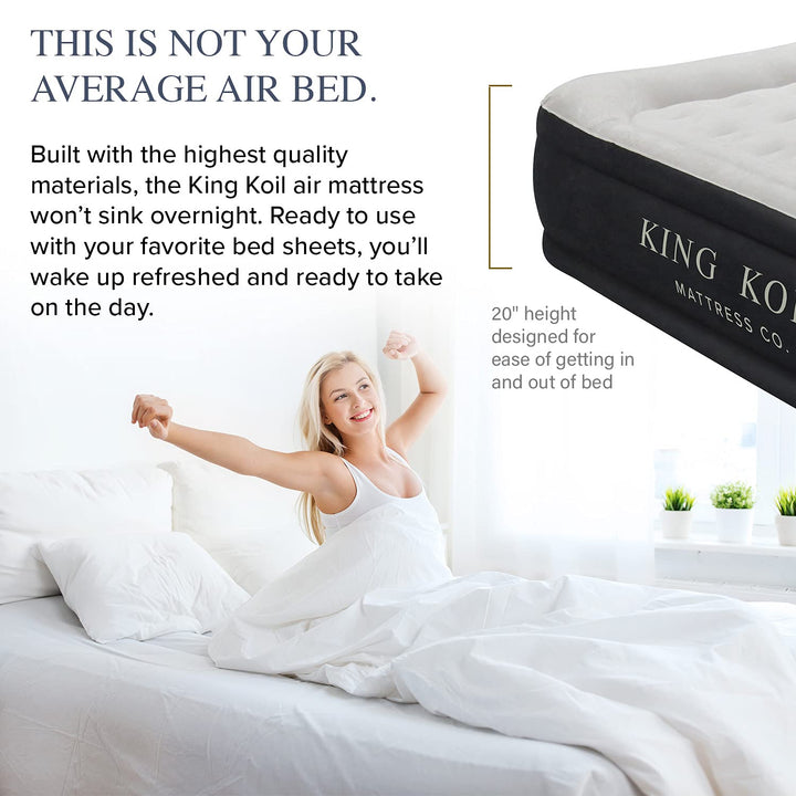 Luxury Queen Size Air Mattress with Built-in High-Speed Pump, 20 Adjustable Double High Premium Pillow Top Inflatable Airbed for Guests, Camping & Home (Manufacturer Warranty)