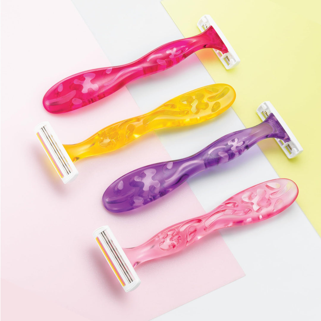 Soliel Simply Smooth Special Edition Disposable Razors for Women, Sensitive Skin Razor with Vitamin E Lubricating Strip and 3 Blades, 8 Piece Razor Set