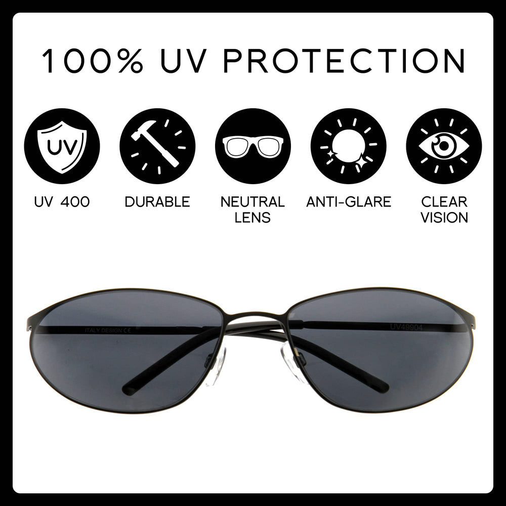 Neo Trinity Metal Wire Frame Glasses, Futuristic Sci-Fi Movie Inspired Sunglasses for Men and Women (Black)