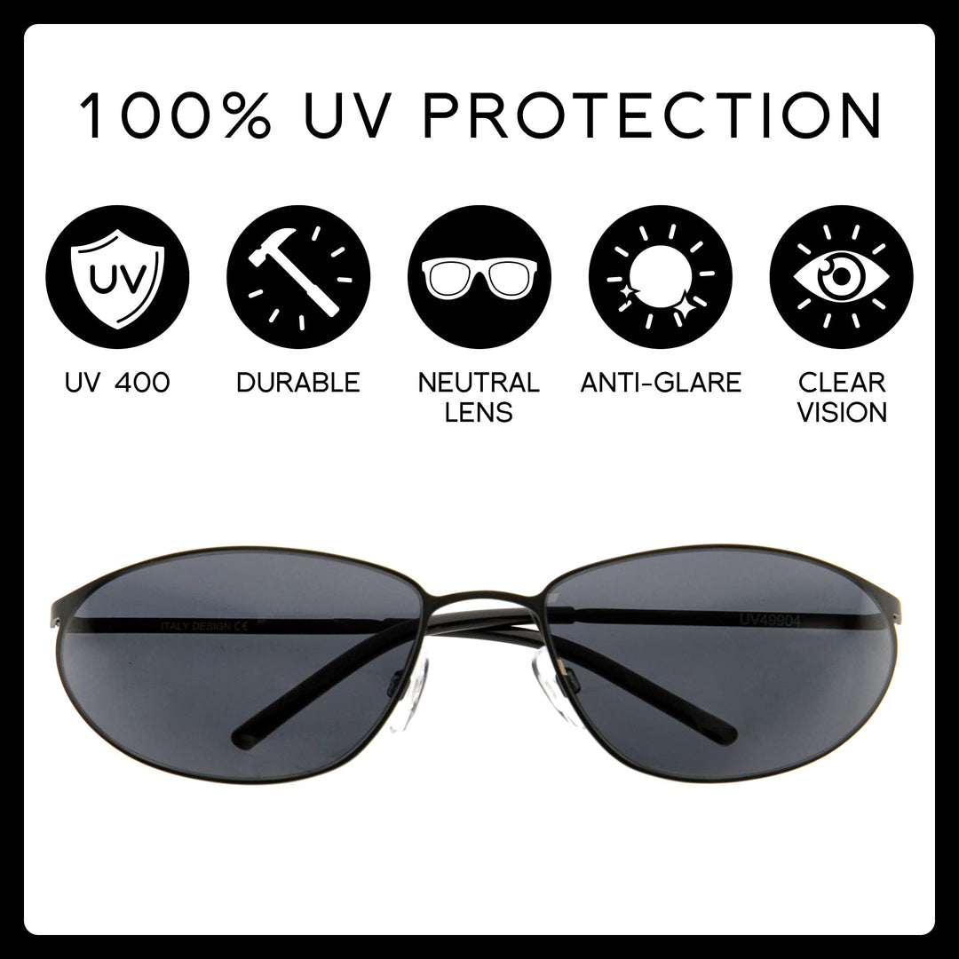 Neo Trinity Metal Wire Frame Glasses, Futuristic Sci-Fi Movie Inspired Sunglasses for Men and Women (Black)