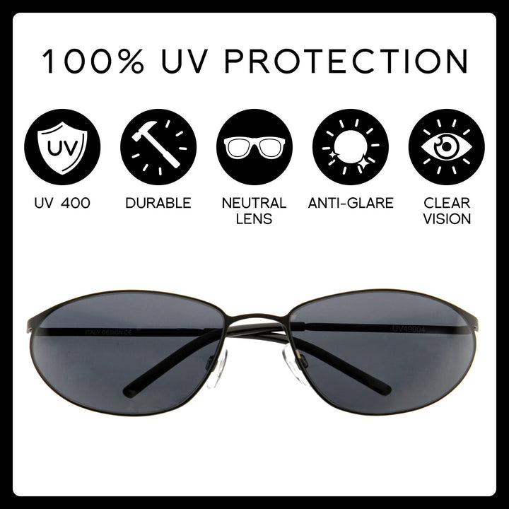 Neo Trinity Metal Wire Frame Glasses, Futuristic Sci-Fi Movie Inspired Sunglasses for Men and Women (Black)
