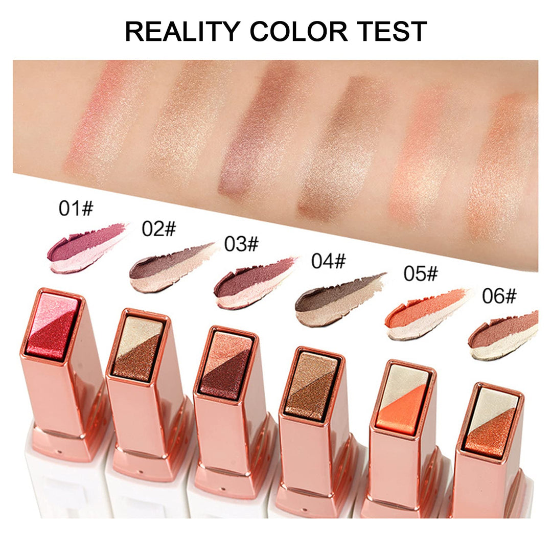 12 Colors Glitter Eye-shadow Stick Set, Two-Tone Shimmer Gradient Eyeshadow Stick Double Colors Eyeshadow Stick Waterproof Glitter Eye Stick Eyeshadow Pen for Women Eye Makeup (6 Pcs)